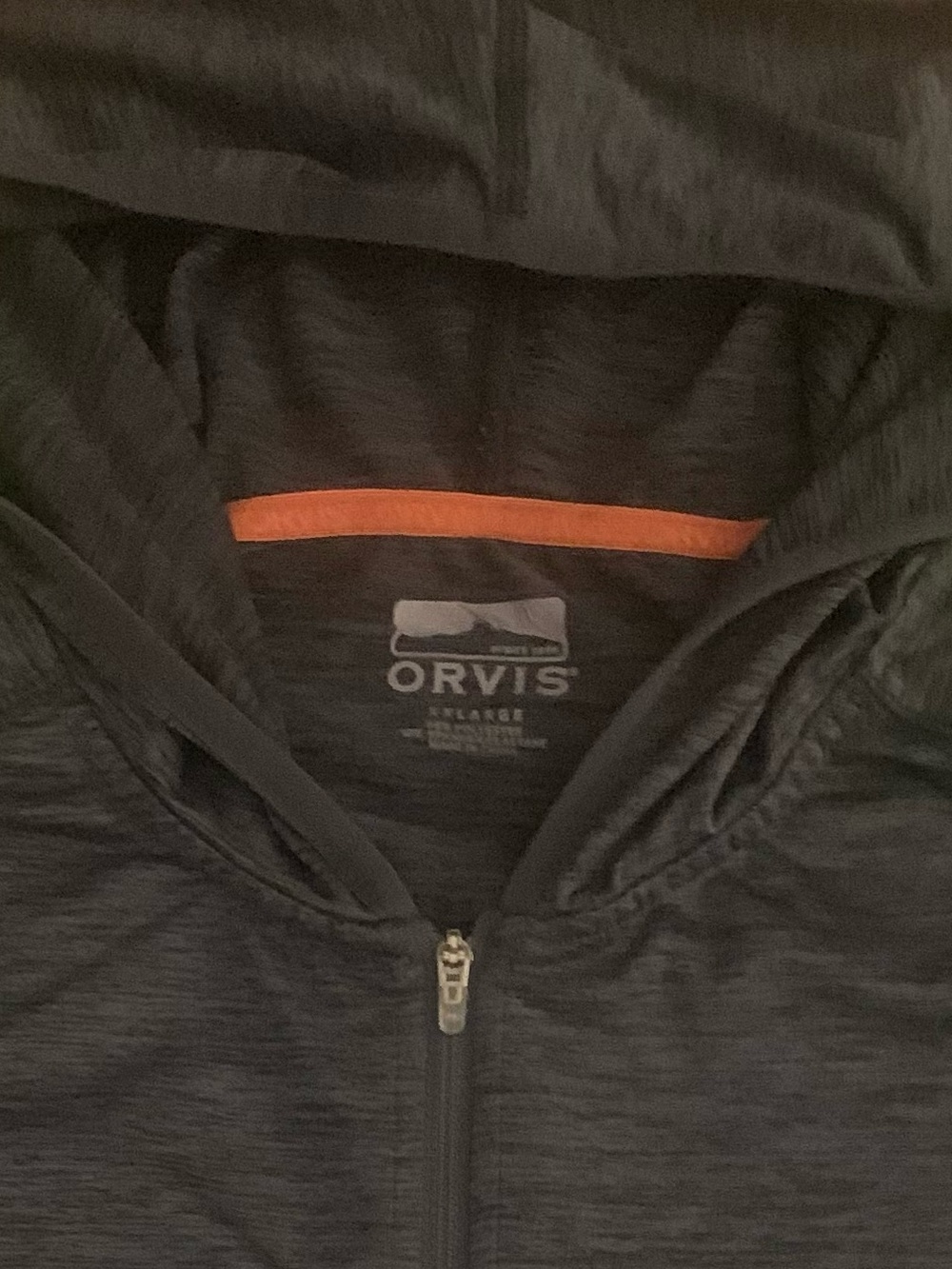 ORVIS Blended Polyester Charcoal Hooded Sweatshirt - Picture 3 of 6